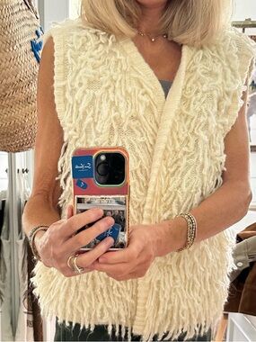 Cozy Cream Textured Knit Sleeveless Cardigan Vest